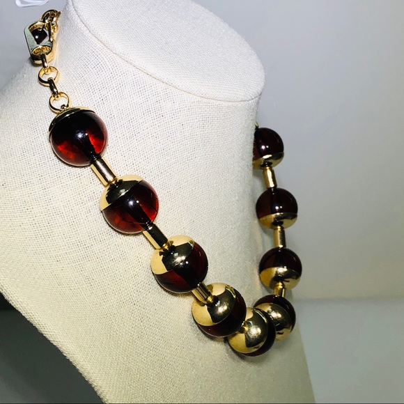 Adjustable 19.5” necklace metal caramel beads NWT - Picture 3 of 8